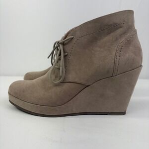 Dolcetta Women's Terri Taupe Faux Suede Wedge Ankle Booties 8.5 M